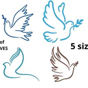 Set of 4 Doves Embroidery Design, 5 sizes, Dove Embroidery, Birds Embroidery, Machine Embroidery Design,Dove Design,Instant Download, Love