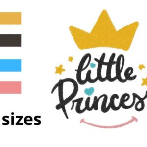 Little Princess Embroidery Design, 4 sizes, Princess Embroidery, Machine Embroidery Design, Baby Girl Design, Instant Download