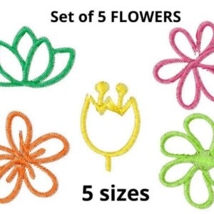 Set of 5 Flower Embroidery Design, 5 sizes, Flowers Embroidery, Floral Embroidery, Machine Embroidery Design,Floral Design,Instant Download