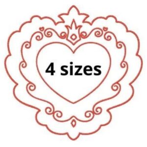 Heart Embroidery Design, 4 sizes, Heart Embroidery, Design Embroidery, Machine Embroidery Design, Heart shape Design, Instant Download