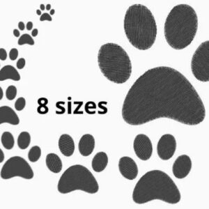 Paw Embroidery Design, 8 sizes, Dogs Paw Embroidery, Cat Paw Embroidery, Paw, Machine Embroidery Design, Paw Design, Instant