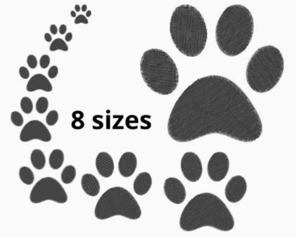 Paw Embroidery Design, 8 sizes, Dogs Paw Embroidery, Cat Paw Embroidery, Paw, Machine Embroidery Design, Paw Design, Instant