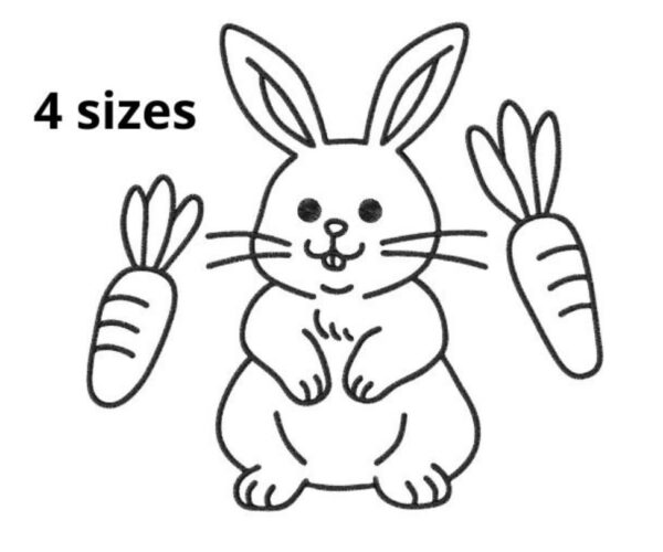 Bunny Embroidery Design, 4 sizes, Cute Bunny Embroidery, Cute Animal Embroidery, Machine Embroidery Design, Bunny Shape Design, Instant