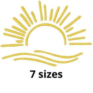 Sun Embroidery Design, 7 sizes, Sun Embroidery, Sunset Embroidery, Machine Embroidery Design, Sun shape Design, Instant Download