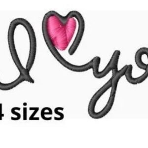 Loveyou Embroidery Design, 4 sizes, Loveyou Embroidery, Love Embroidery Design,Machine Embroidery Design, Love shape Design,Instant Download