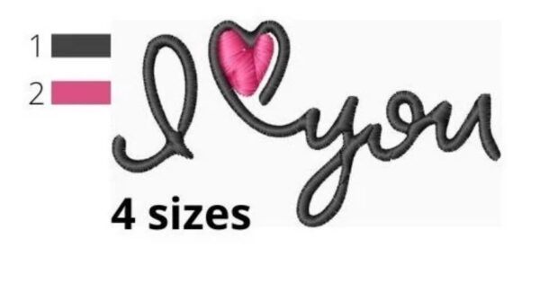 Loveyou Embroidery Design, 4 sizes, Loveyou Embroidery, Love Embroidery Design,Machine Embroidery Design, Love shape Design,Instant Download