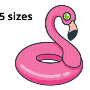 Summer Flamingo Embroidery Design, 5 sizes, Summer  Embroidery, Pool Party Embroidery, Machine Embroidery Design,Fun Pink Design