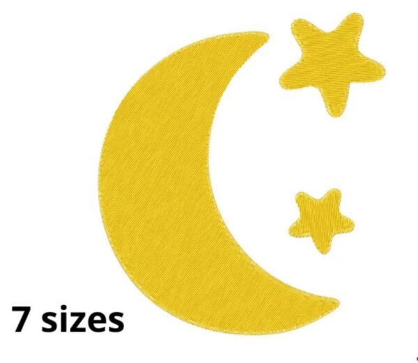 Moon Embroidery Design, 7 sizes, Moon and Stars Embroidery, Cloud Embroidery, Machine Embroidery Design, Night Sky Design, Instant Download