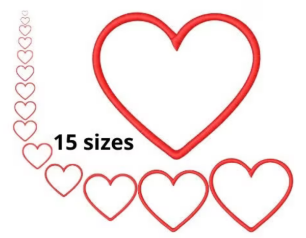 Heart Embroidery Design, 15 sizes, Mini Heart Embroidery, Large Heart Embroidery, Machine Embroidery Design, Heart shapes Design, Instant