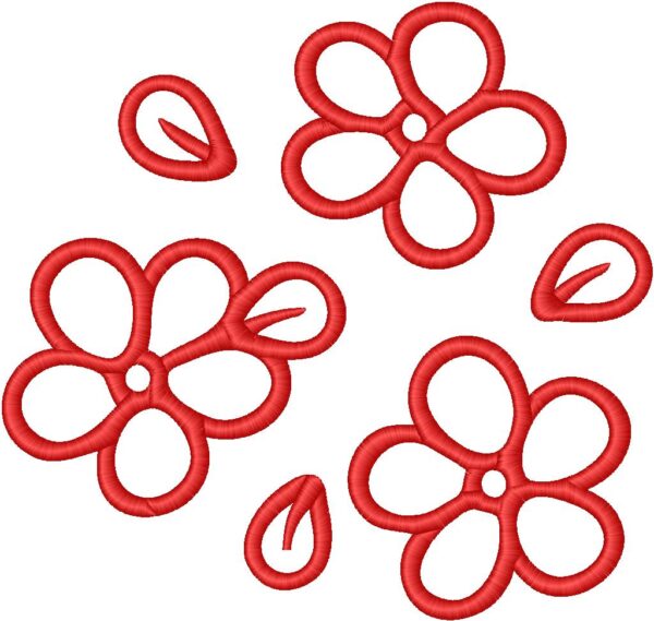 Three Flowers Embroidery Design, 7 sizes, Machine Embroidery Design, Flowers shapes Design, Instant