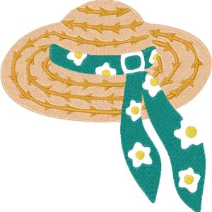 Summer Hat Embroidery Design, 7 sizes, Machine Embroidery Design, Hat shapes Design, Instant