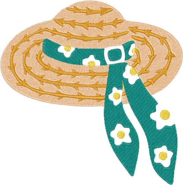 Summer Hat Embroidery Design, 7 sizes, Machine Embroidery Design, Hat shapes Design, Instant