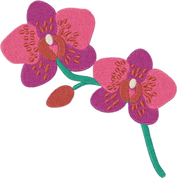 Orchid Embroidery Design, 7 sizes, Machine Embroidery Design, Orchid shapes Design, Instant