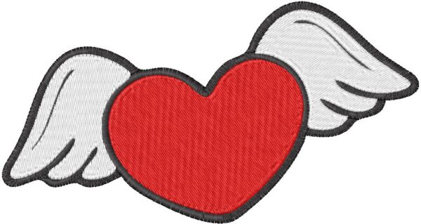 Winged Heart Design, 7 sizes, Machine Embroidery Design, Winged Heart shapes Design, Instant