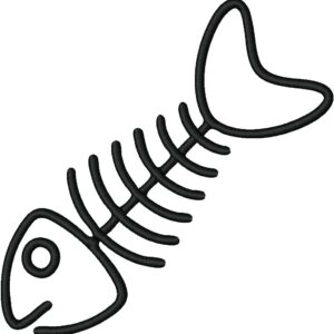 Fish Skeleton Design, 7 sizes, Machine Embroidery Design, Fish Skeleton shapes Design, Instant