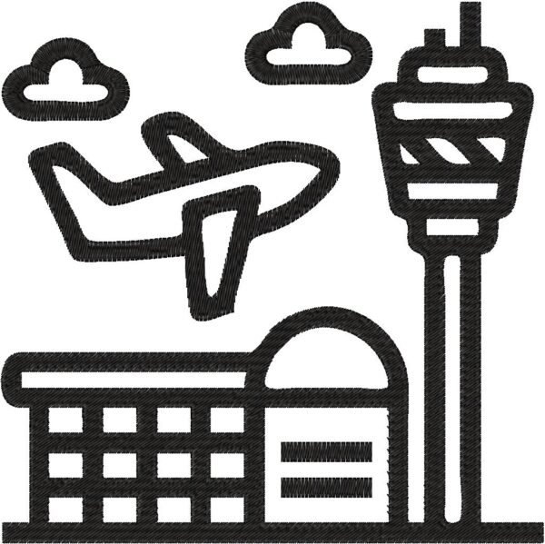 Airport Design, 7 sizes, Machine Embroidery Design, Airport shapes Design, Instant