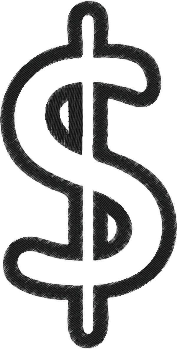 Dollar Design, 7 sizes, Machine Embroidery Design, Dollar shapes Design, Instant