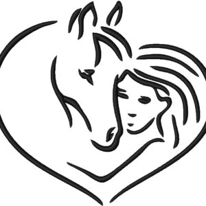 Woman and Horse Design, 7 sizes, Machine Embroidery Design, Woman and Horse shapes Design, Instant