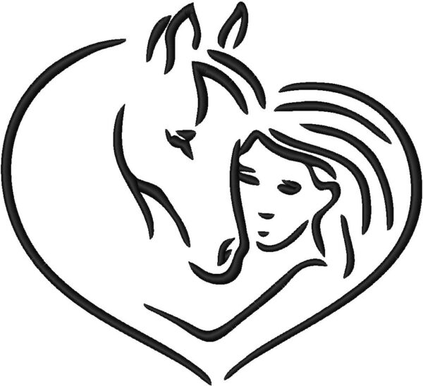 Woman and Horse Design, 7 sizes, Machine Embroidery Design, Woman and Horse shapes Design, Instant